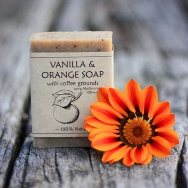 Vanilla and Orange Soap with Coffee Grounds - Medium